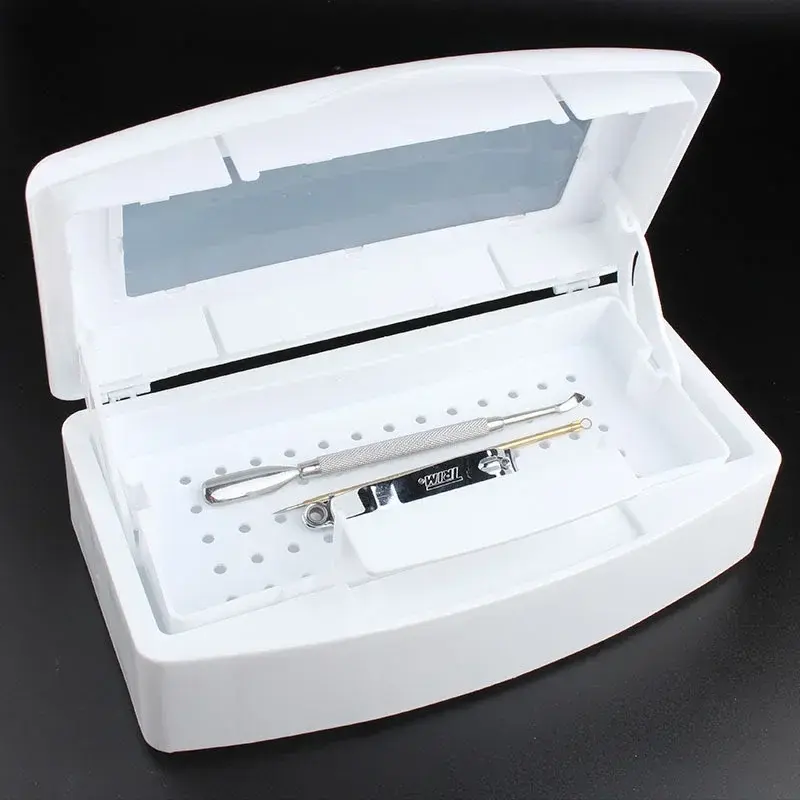 Nail Sterilizer Tray Disinfection Box Sterilizing Clean Nail Art Salon Manicure Implement Sanitize Tool Equipment Cleaner Tools