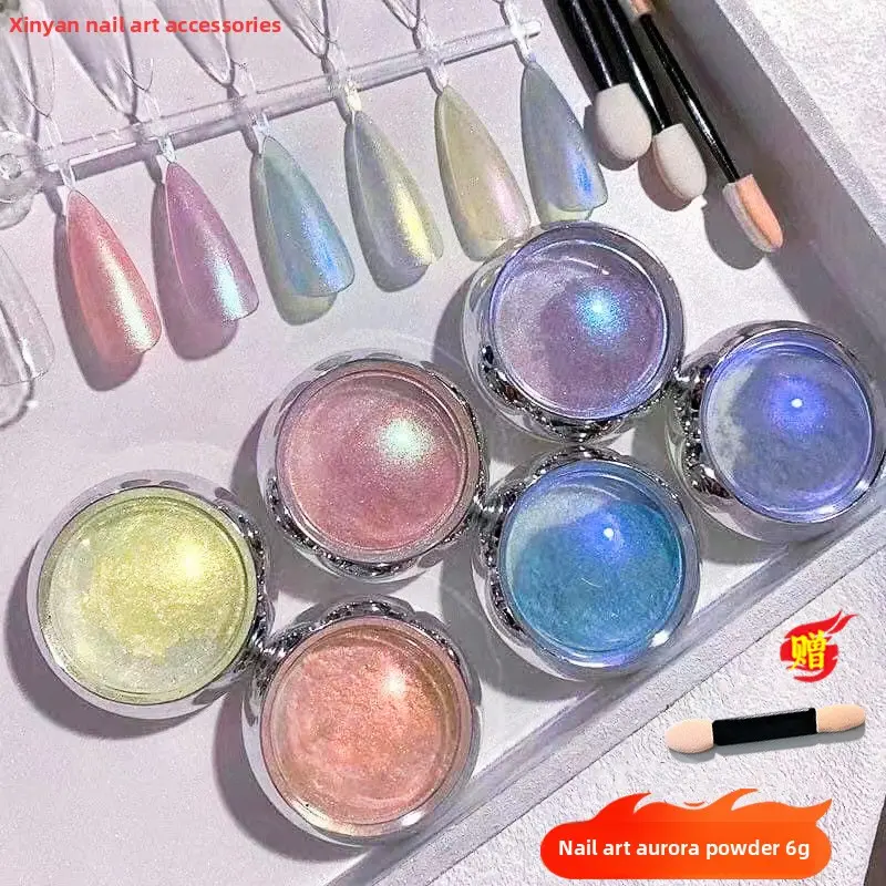 Multi chrome Powder Nail Glitter Aurora Neon Rainbow Pigment Chrome Powder Iridescent Eyeshadow Nail Art Rubing Dust