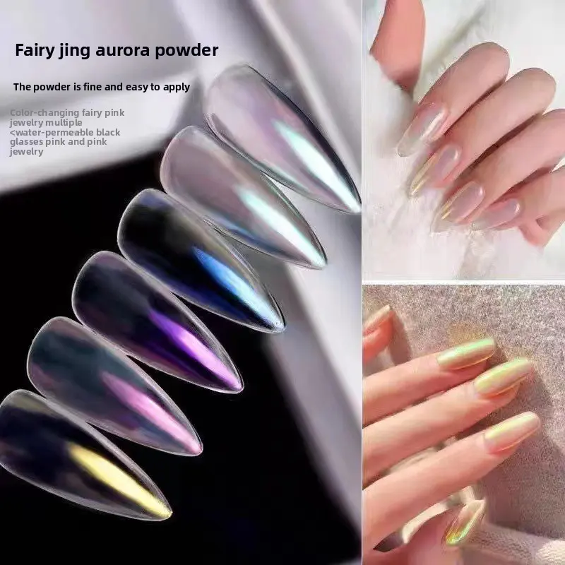 Multi chrome Powder Nail Glitter Aurora Neon Rainbow Pigment Chrome Powder Iridescent Eyeshadow Nail Art Rubing Dust