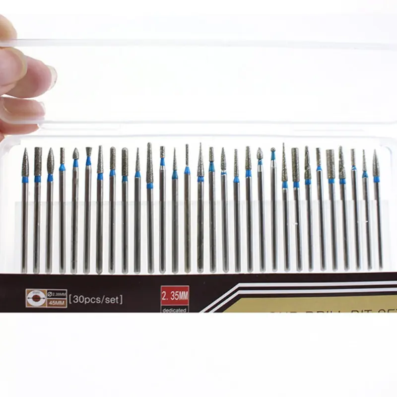 30PCS Diamond Nail Drill Bits Set Rotary Electric Nail Drill Machine Milling Cutter Manicure Pedicure Polishing Strong Nail File