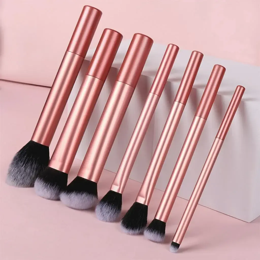 7pcs Pro Makeup Brush Set - Soft, Premium Synthetic Hair, Cruelty-Free, Easy to Clean, Foundation, Blush, Eyeshadow, Cosmetic