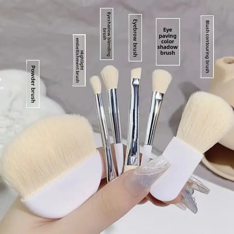 6Pcs Mini Box Makeup Brushes Portable Cosmetic Powder Foundation Blush Blending Concealer Make Up Brushes Beauty Makeup Tools