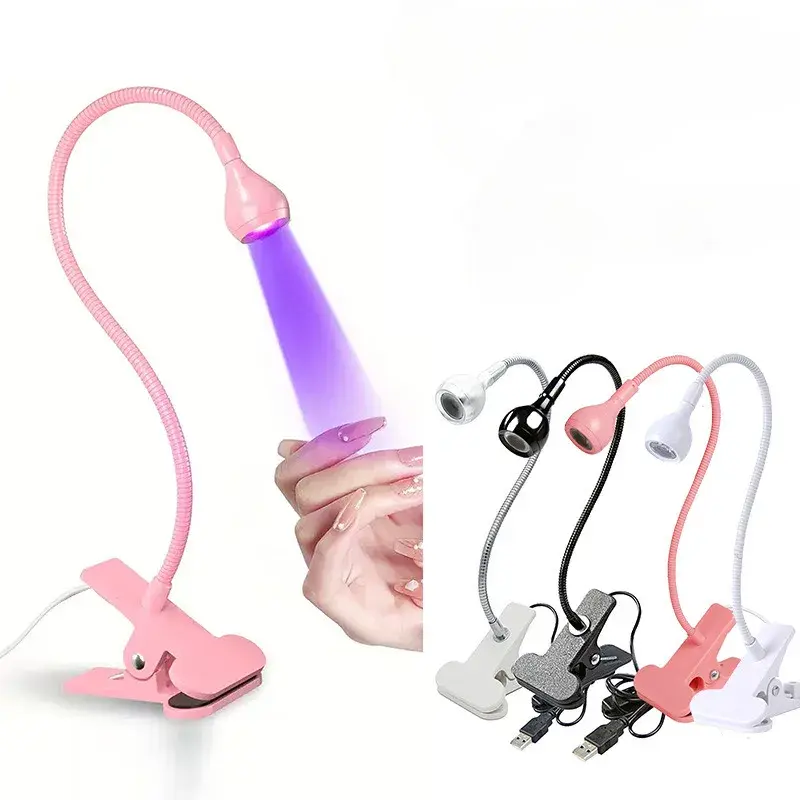 LED UV Nail Lamp Clip on Flexible Metal Tube USB Gel Polish Curing Light Mini Desk Dryer for DIY Manicure Tools