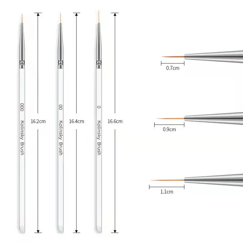 3pcs/Set Acrylic French Stripe Nail Art Line Painting Pen 3D Tips Manicure Slim Line Drawing Pen UV Gel Brushes Painting Tools