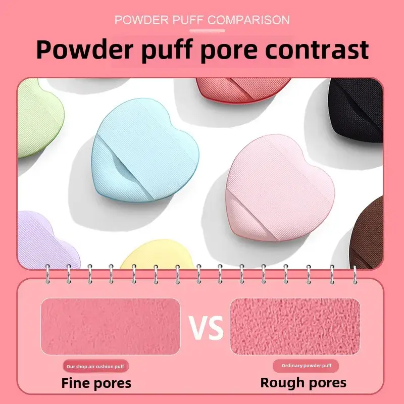 2-in-1 Wet/Dry Mini Finger Puff Set Cute Love Shape Air Cushion Applicator for Foundation BB Cream Portable Concealer Sponge