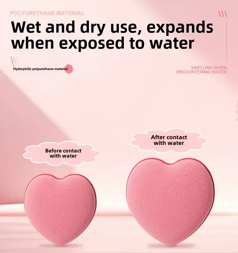 2-in-1 Wet/Dry Mini Finger Puff Set Cute Love Shape Air Cushion Applicator for Foundation BB Cream Portable Concealer Sponge