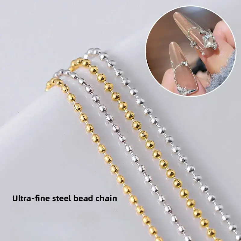 0.6mm Micro Gold Silver Nail Beads Glitter Metal Steel Charms for 3D Nail Art DIY Manicure Tools Home Salon
