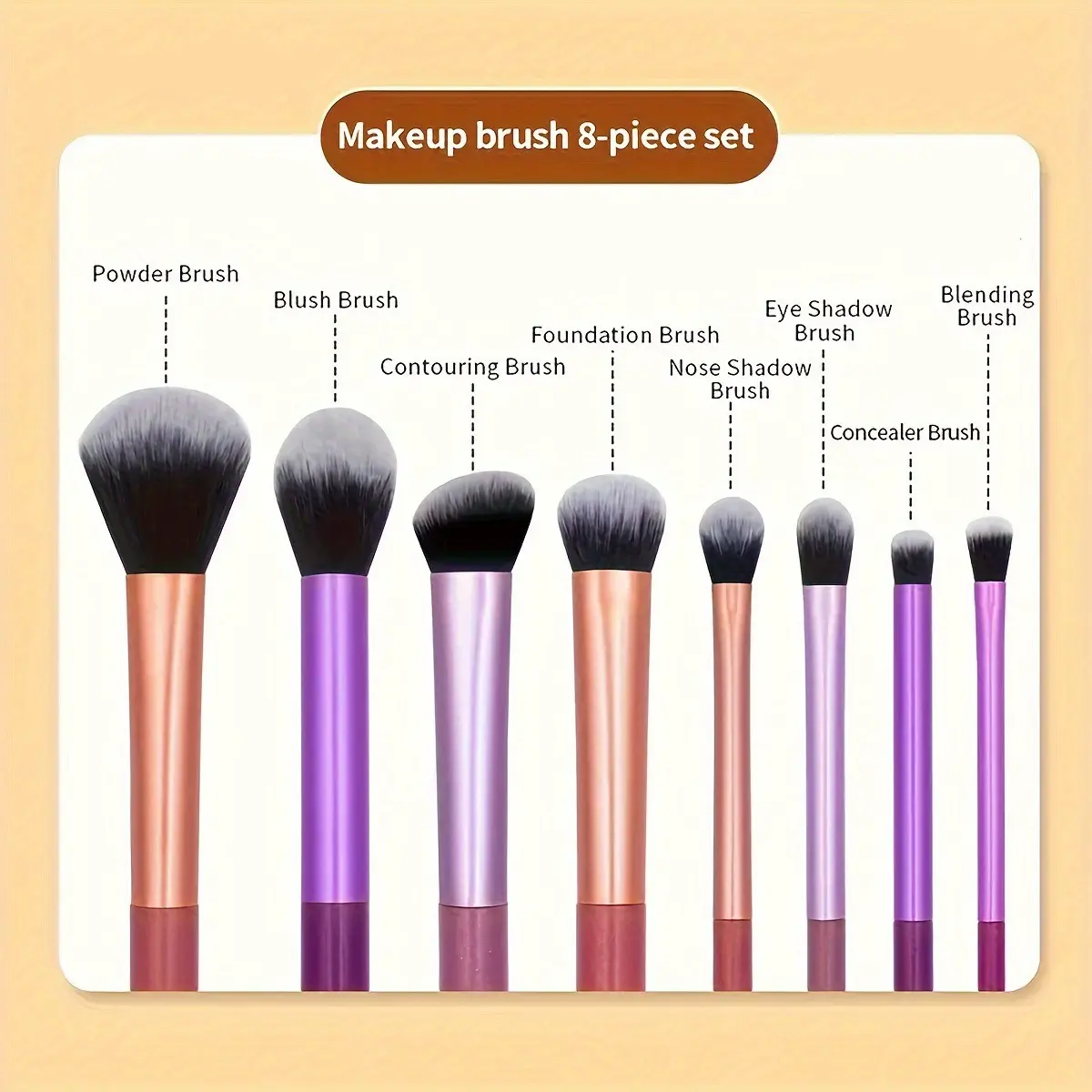 8pcs Mini Makeup Brush Set Powder Eyeshadow Foundation Blush Blender Concealer Beauty Makeup Tools Brush Professional Supplies