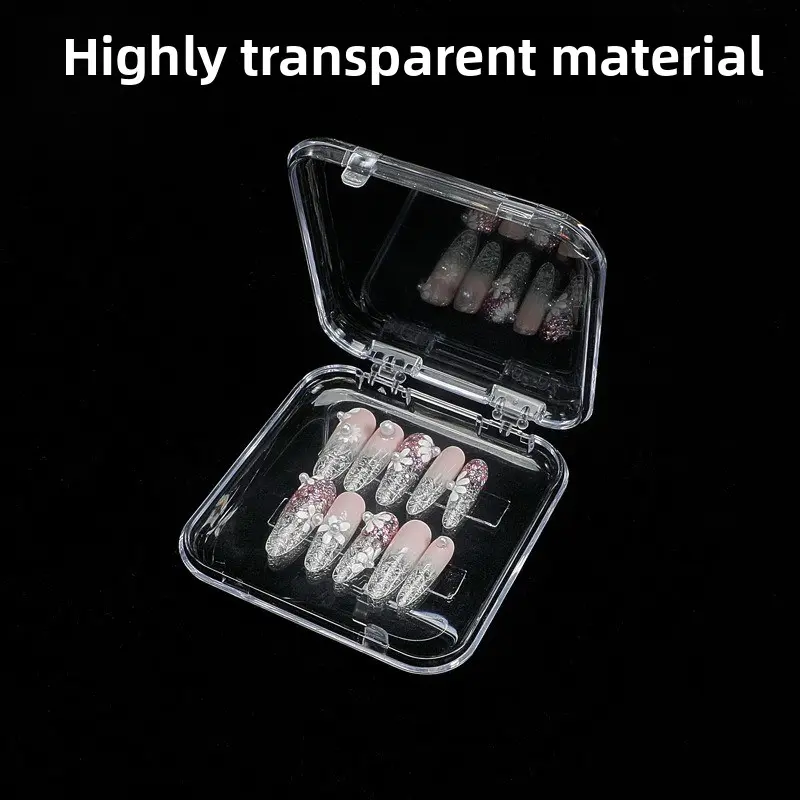 10PCS Acrylic Nail Storage Box Press on False Nails Display Case Jewelry Earrings Rings Organizer for Nail Salon Supplies