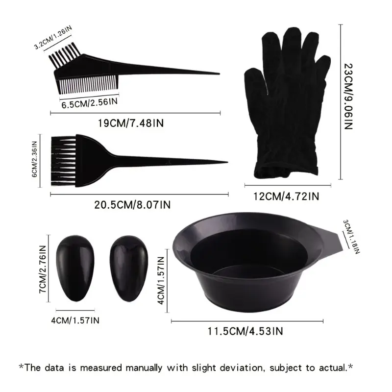 7PCS Hair Dye Brush Bowl Set with Ear Caps Dye Mixer Hair Coloring Tools for Home Salon Styling Hairdressing Tint Kit