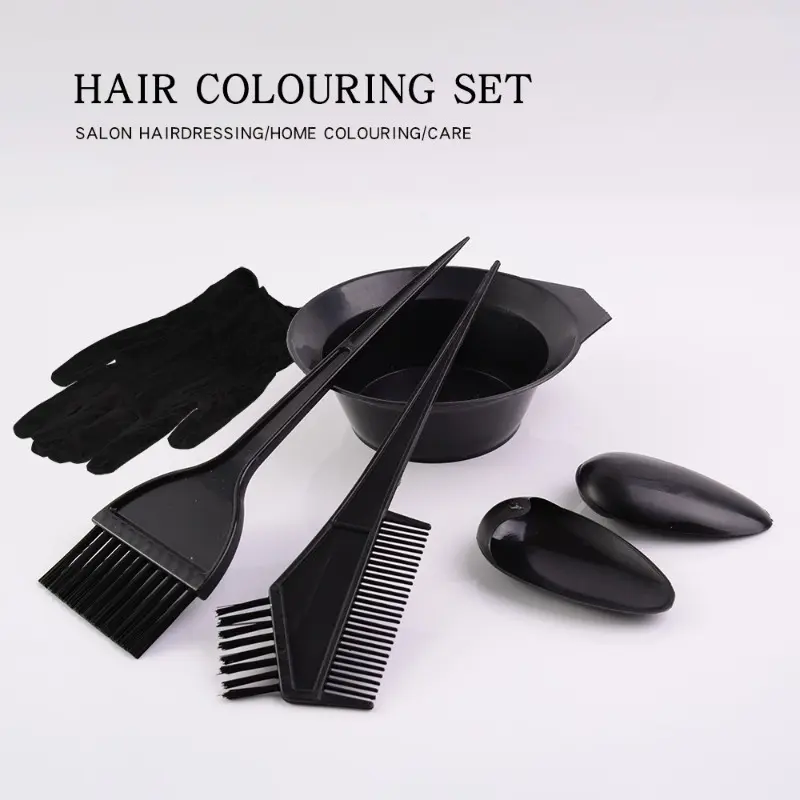 7PCS Hair Dye Brush Bowl Set with Ear Caps Dye Mixer Hair Coloring Tools for Home Salon Styling Hairdressing Tint Kit
