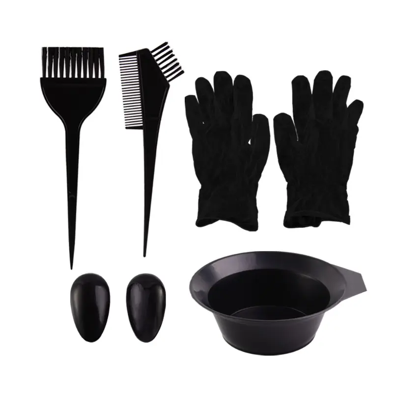 7PCS Hair Dye Brush Bowl Set with Ear Caps Dye Mixer Hair Coloring Tools for Home Salon Styling Hairdressing Tint Kit