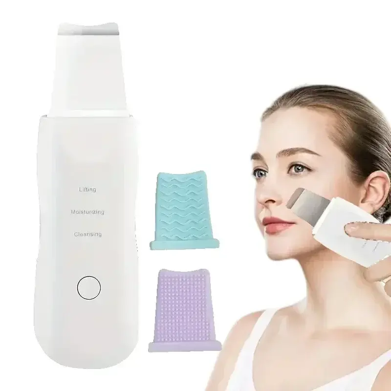 Deep Vibrate Skin Scrubber Facial Cleaner Tool Blackhead Remover & Peeling Massager Non Ultrasonic Spatula for Pore Cleansing