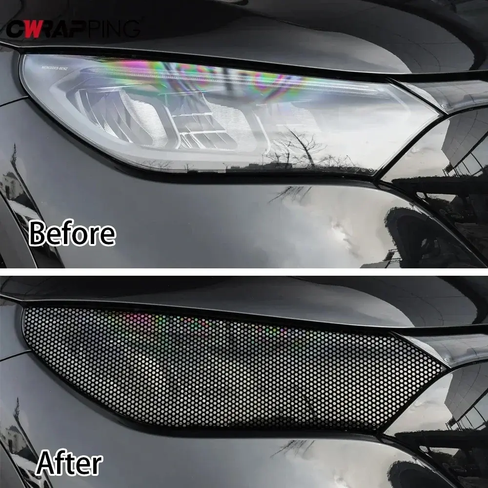 Car Tail Light Lamp Stickers One Way Perforated Film Self Adhesive Car Honeycomb Stickers PVC Decoration Wrap Film Sticker