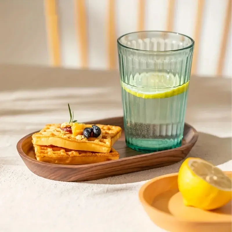 1PCS Tableware Solid Wood Round Dessert Plate Japanese-style Wooden Tray Snack Plate Dried Fruit Plate Wooden Plate