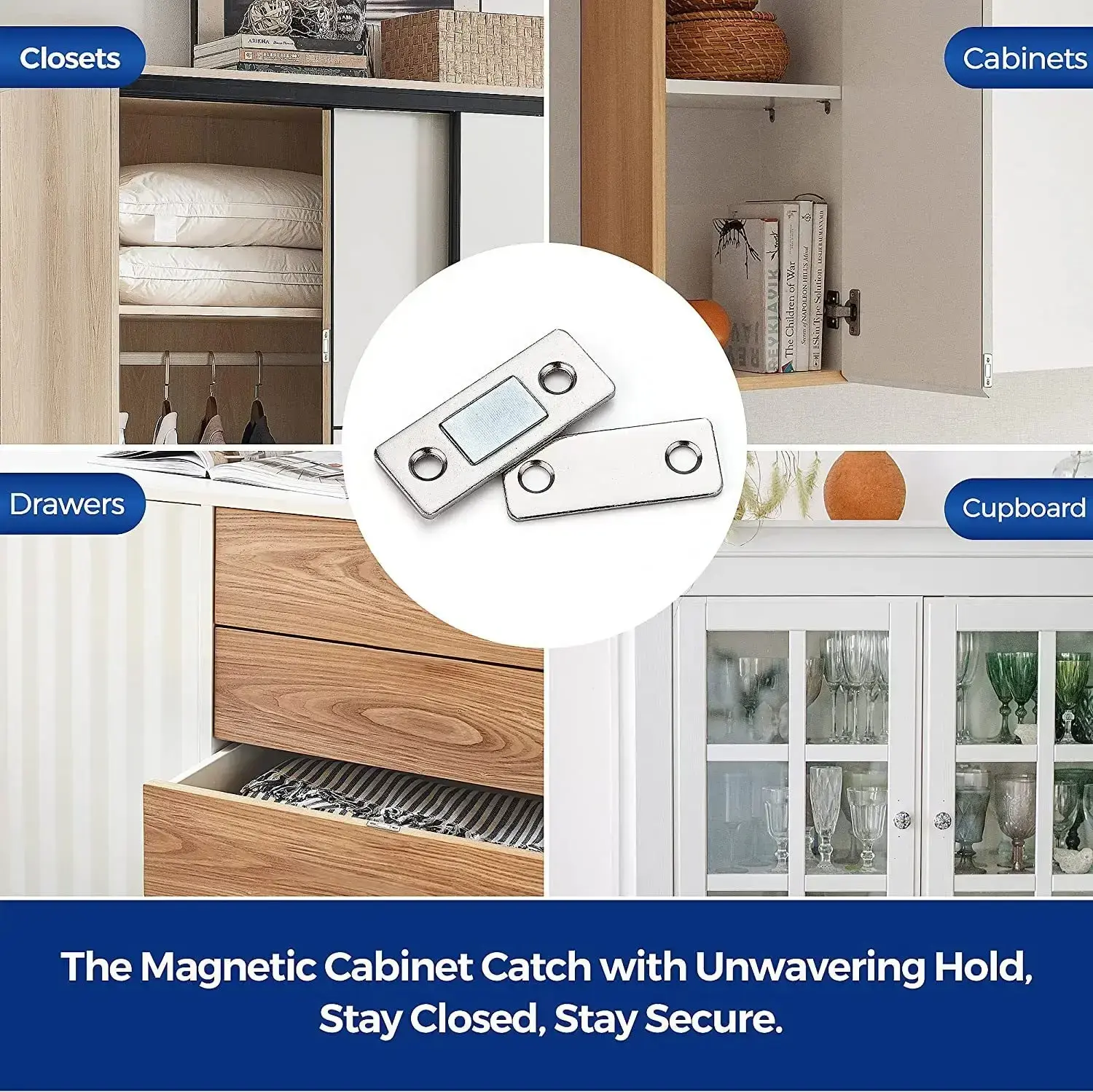 2 Pack Ultra Thin Cabinet Magnetic Catch Adhesive Drawer Magnet Catch For Kitchen Closet Door Closing Magnetic Door Catch Closer