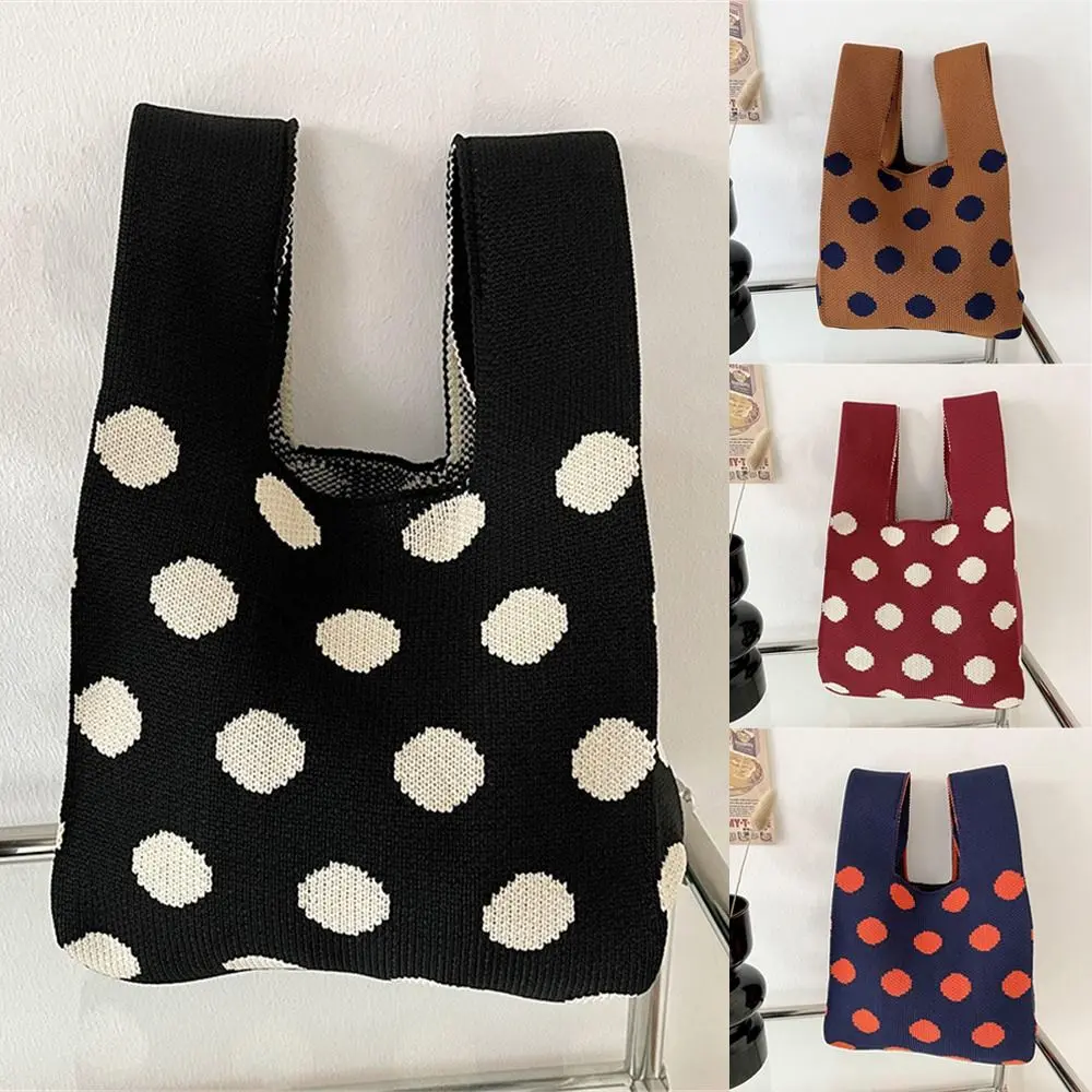 Fashion Handmade Knitted Handbags Women Minimalist Knot Wrist Bag Casual Tote Bag Girls Reusable Shopping Bags