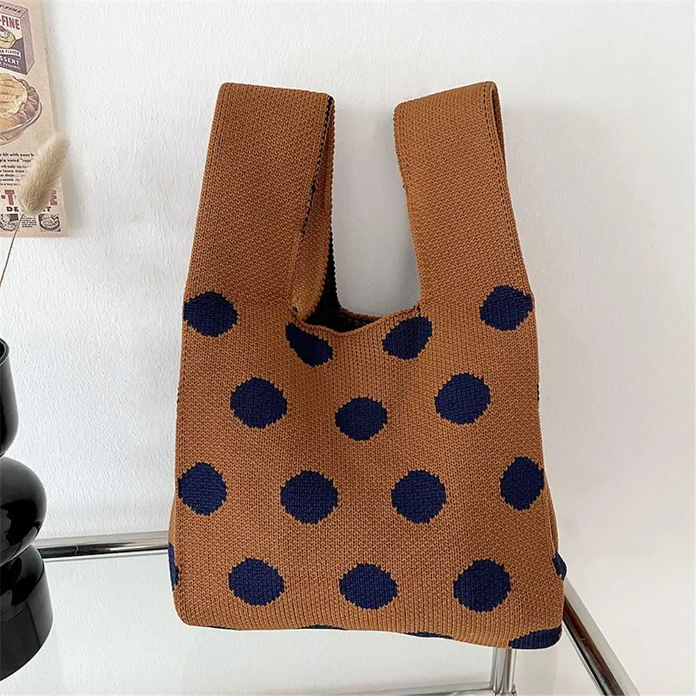 Fashion Handmade Knitted Handbags Women Minimalist Knot Wrist Bag Casual Tote Bag Girls Reusable Shopping Bags