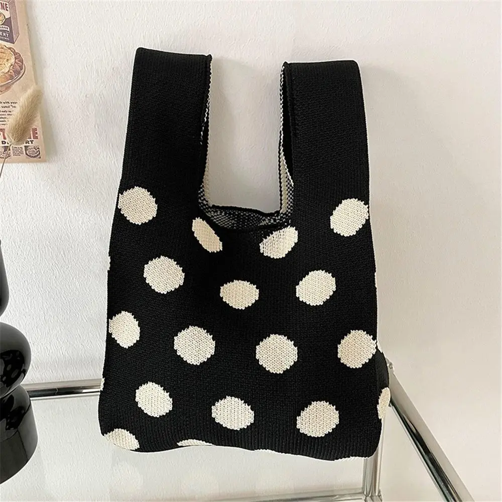 Fashion Handmade Knitted Handbags Women Minimalist Knot Wrist Bag Casual Tote Bag Girls Reusable Shopping Bags