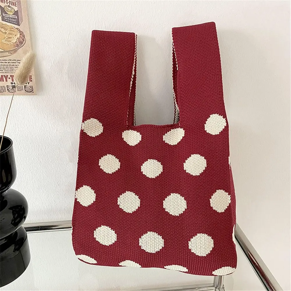 Fashion Handmade Knitted Handbags Women Minimalist Knot Wrist Bag Casual Tote Bag Girls Reusable Shopping Bags