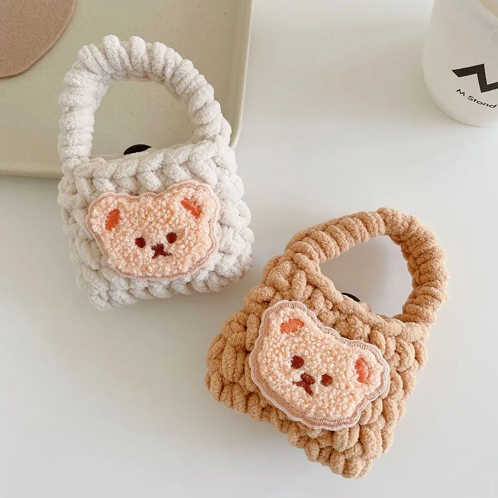 Plush Knitting Bear Bag Shell For AirPods 1 2 Pro Earphone Case For Airpods 3 Pro2 Soft Cute Fluffy Bluetooth Charging Box Cover