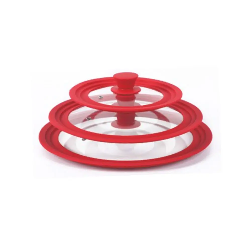 Universal Round Pot Lid for Pots Pans Cookware Tempered Glass Lid for Skillets with Silicone Rim Replacement Lid for Frying Pan