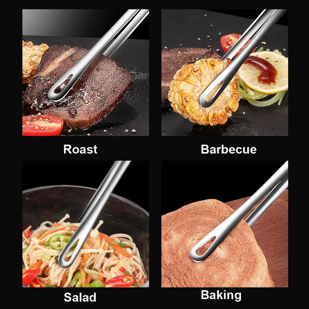 Stainless Steel Barbecue Tongs Food Tongs Long Handle Non-Slip Steak Tongs BBQ Tweezer Clamp Churrasco Tweezers Cooking Tools