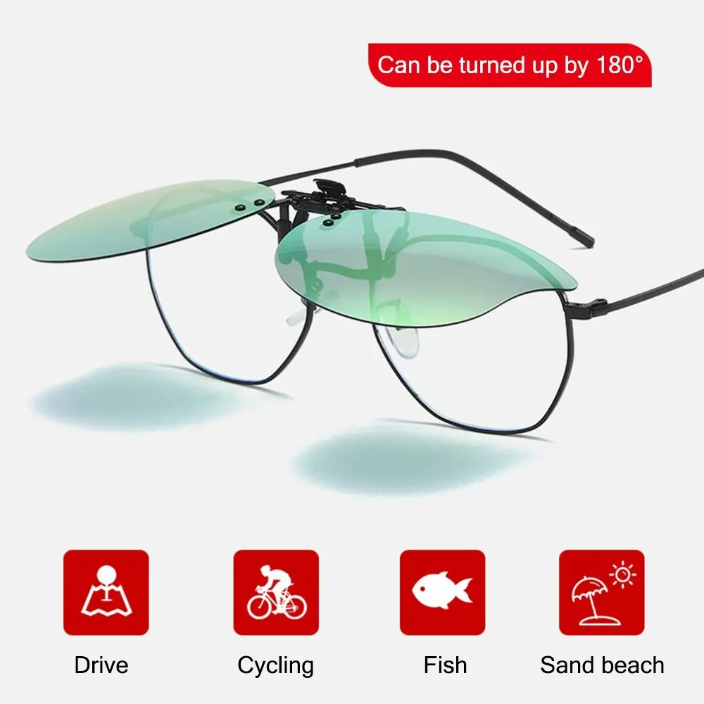 Polarized Clip On Sunglasses Over Prescription Glasses, Ultra-Light Stylish Cat Eye Shape Flip Up Sun Glasses, Convenient