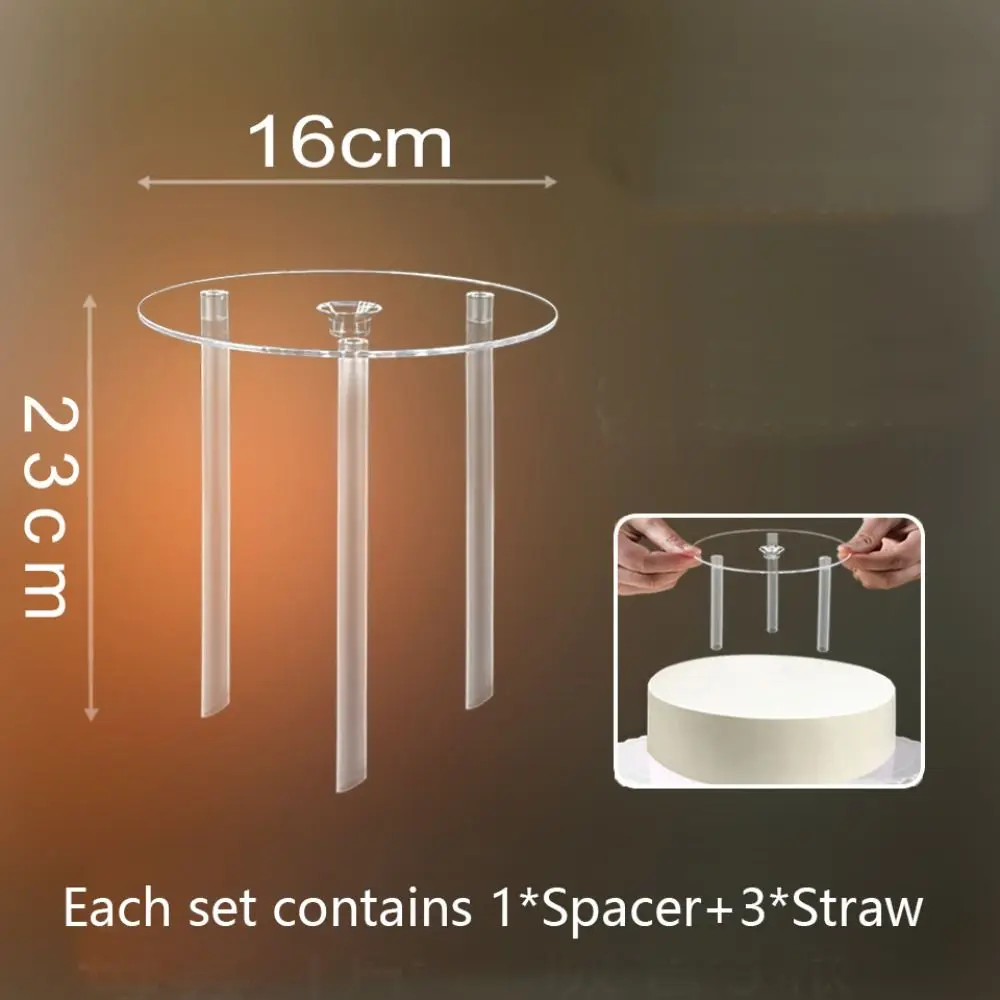 Transparent Multi-layer Cake Stand Cake Stands Support DIY Cake Decor Round Cake Board Plastic Straw Frame Cake Tier Support
