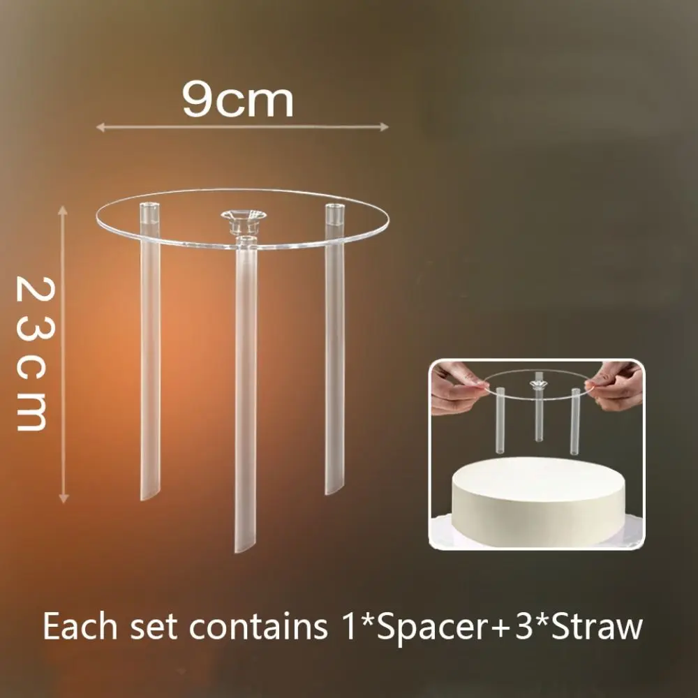 Transparent Multi-layer Cake Stand Cake Stands Support DIY Cake Decor Round Cake Board Plastic Straw Frame Cake Tier Support