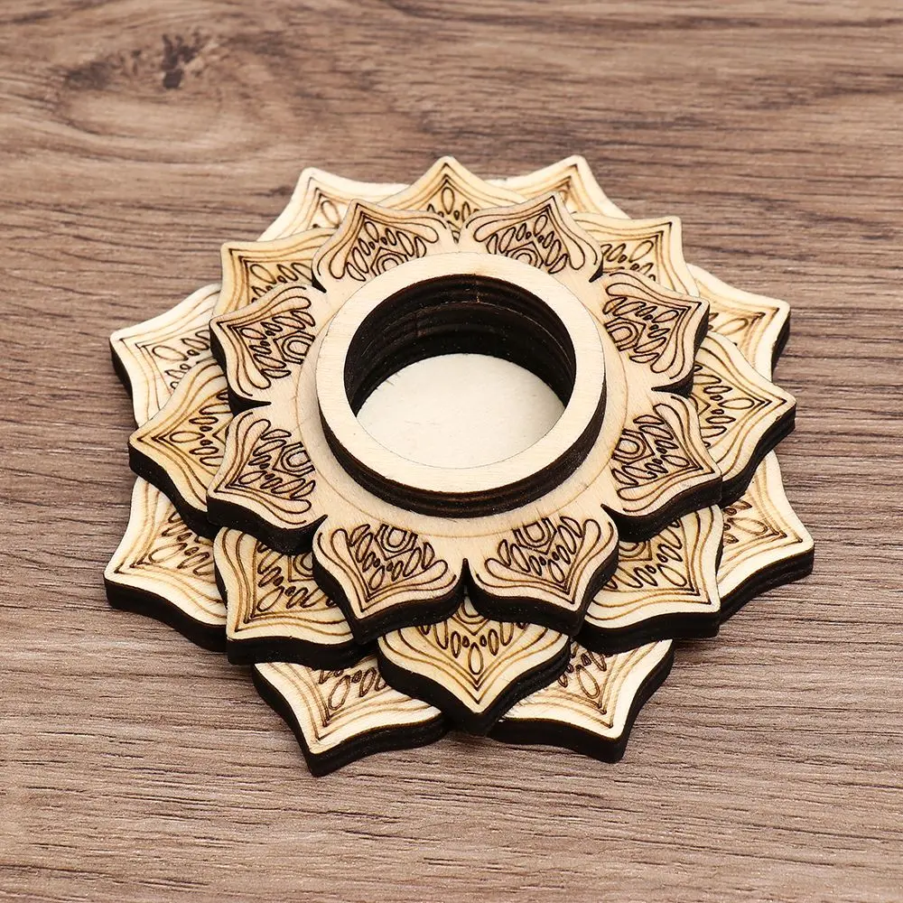 Solid Wood Base Crystal Crafts Glass Decoration Base Crafts Lotus Shaped Meditation Crystal Ball Base Wooden Ornaments