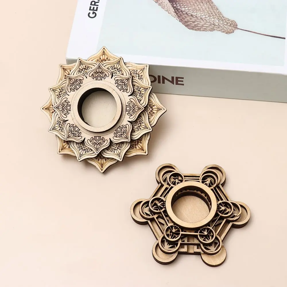 Solid Wood Base Crystal Crafts Glass Decoration Base Crafts Lotus Shaped Meditation Crystal Ball Base Wooden Ornaments