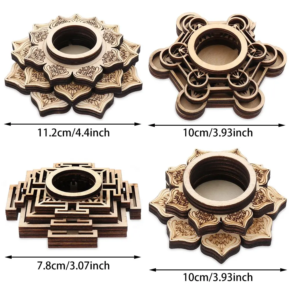 Solid Wood Base Crystal Crafts Glass Decoration Base Crafts Lotus Shaped Meditation Crystal Ball Base Wooden Ornaments
