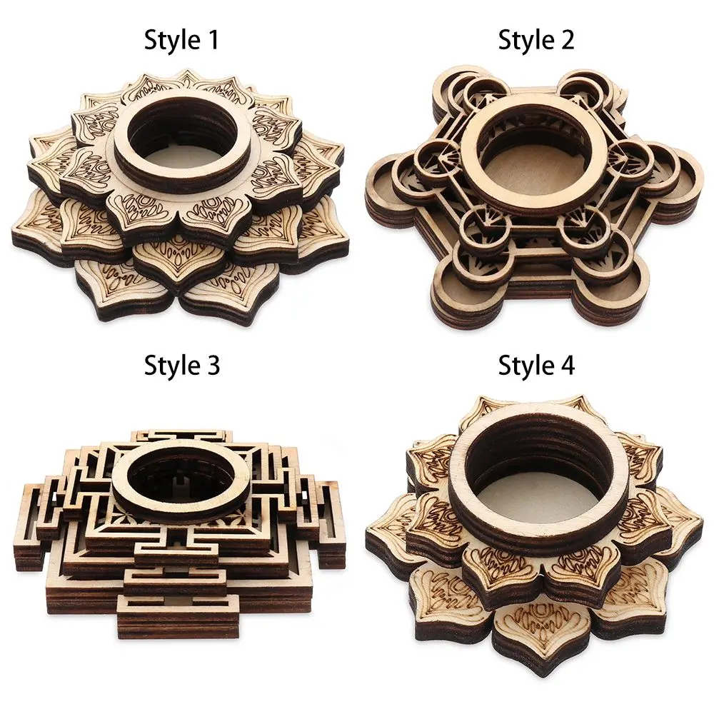 Solid Wood Base Crystal Crafts Glass Decoration Base Crafts Lotus Shaped Meditation Crystal Ball Base Wooden Ornaments
