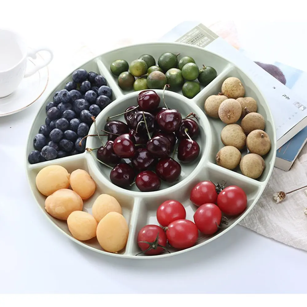 1PC Multifunctional Simple Design Multi Grid Tray Dried fruit Tray Fruit Plate Snack Tray Desktop Fruits Organizer Kitchen Tools