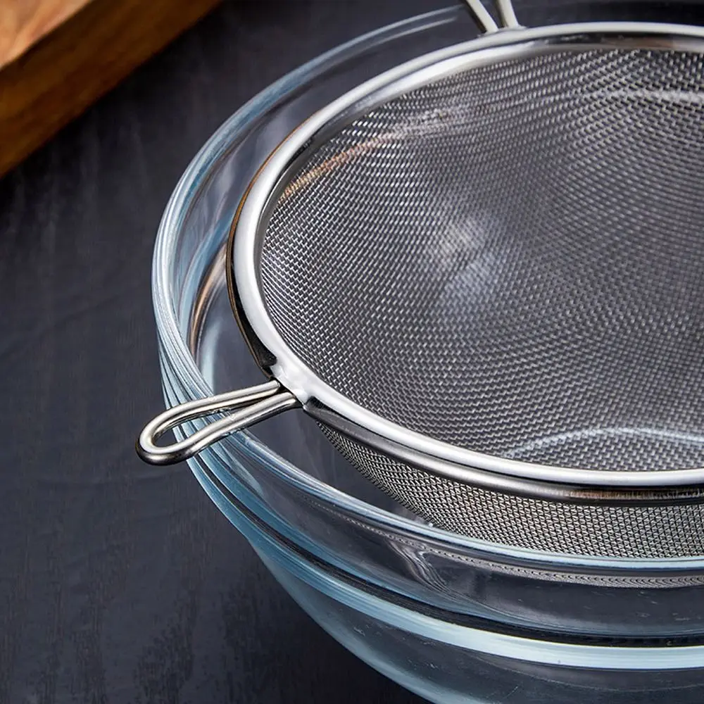 Stainless Steel Flour Filter Screen Soybean Milk Filter Screen Cooking Spoon Double Ear Screen Snack French Fries Kitchen Tools
