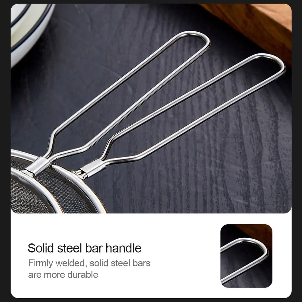 Stainless Steel Flour Filter Screen Soybean Milk Filter Screen Cooking Spoon Double Ear Screen Snack French Fries Kitchen Tools
