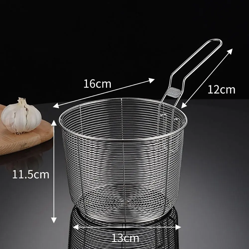 Mini Chips Frying Basket Strainer Mesh 304 Stainless Steel French Chip Filter Fryer Serving Basket for Dumplings French Fries