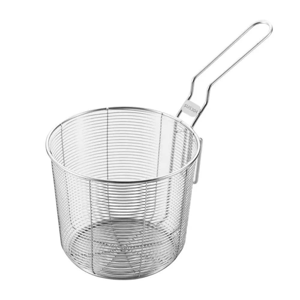 Mini Chips Frying Basket Strainer Mesh 304 Stainless Steel French Chip Filter Fryer Serving Basket for Dumplings French Fries