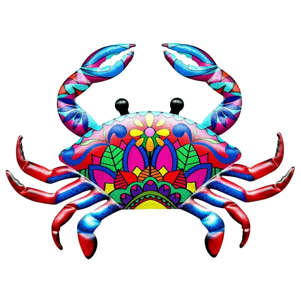 Metal Crab Ornament Wall Hanging Garden Craft Iron Art Artwork Statue Sculpture Home Decoration Indoor Outdoor Courtyard Porch
