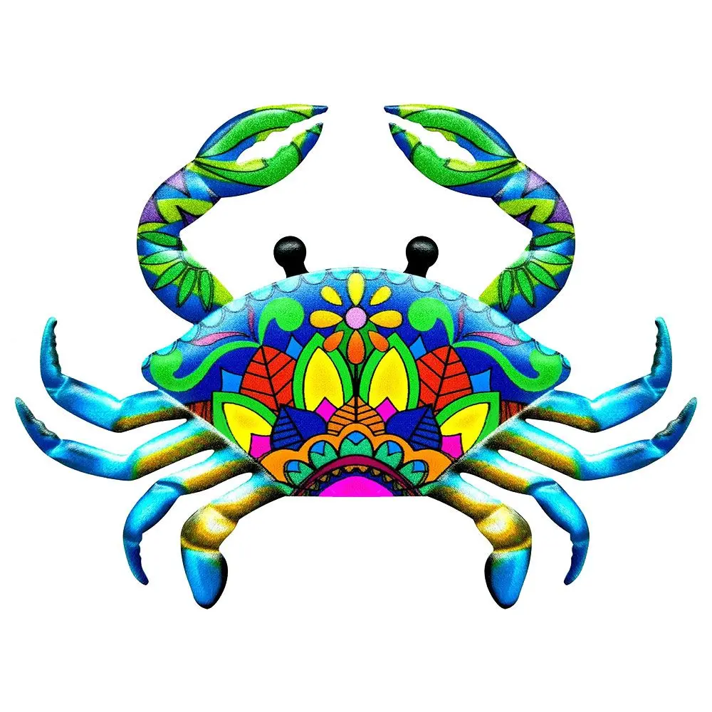 Metal Crab Ornament Wall Hanging Garden Craft Iron Art Artwork Statue Sculpture Home Decoration Indoor Outdoor Courtyard Porch