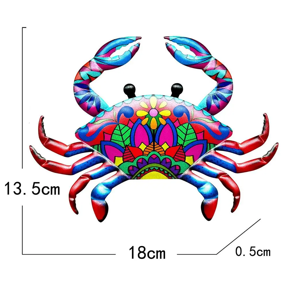 Metal Crab Ornament Wall Hanging Garden Craft Iron Art Artwork Statue Sculpture Home Decoration Indoor Outdoor Courtyard Porch
