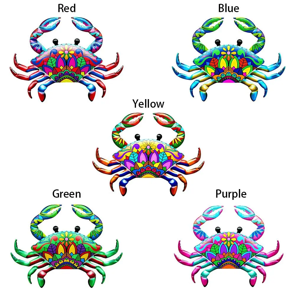 Metal Crab Ornament Wall Hanging Garden Craft Iron Art Artwork Statue Sculpture Home Decoration Indoor Outdoor Courtyard Porch