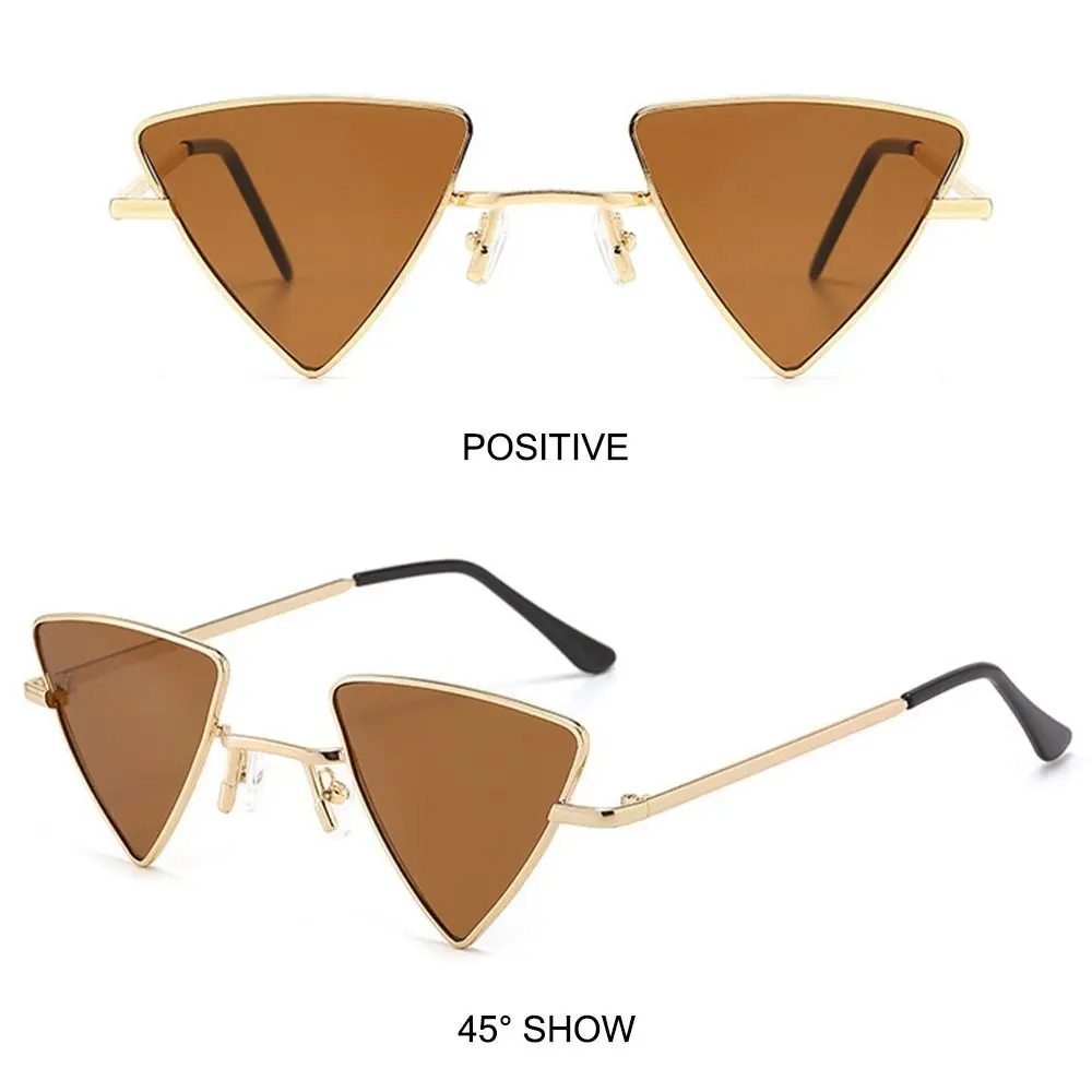 Triangular Small Hippie Sunglasses Metal Frame Tinted Colorful Lens Sun Glasses for Women & Men Punk Shade Retro Rave Eyeglasses