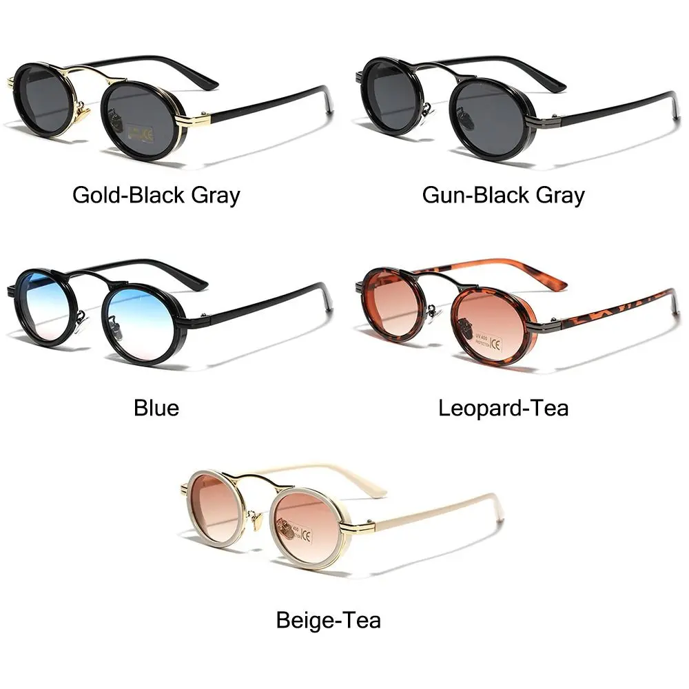2024 Punk Sunglasses Women's Fashion Oval Sun Glasses Vintage Metal Frame Shades Small Female Eyewear UV400 Protection