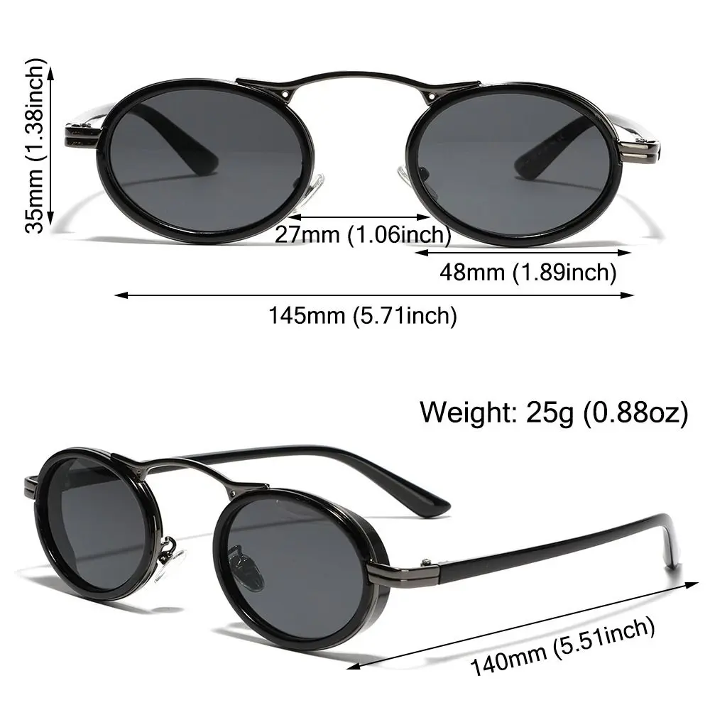 2024 Punk Sunglasses Women's Fashion Oval Sun Glasses Vintage Metal Frame Shades Small Female Eyewear UV400 Protection