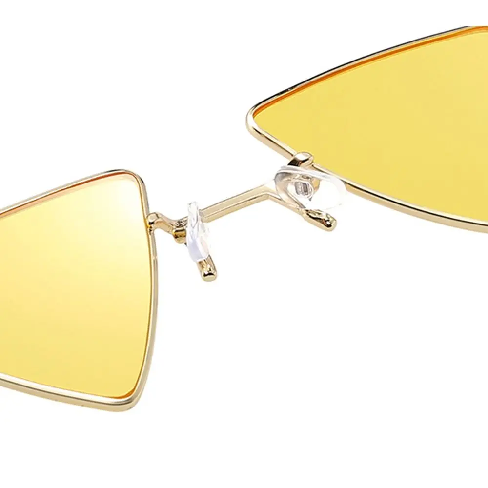 Triangular Small Hippie Sunglasses Metal Frame Tinted Colorful Lens Sun Glasses for Women & Men Punk Shade Retro Rave Eyeglasses