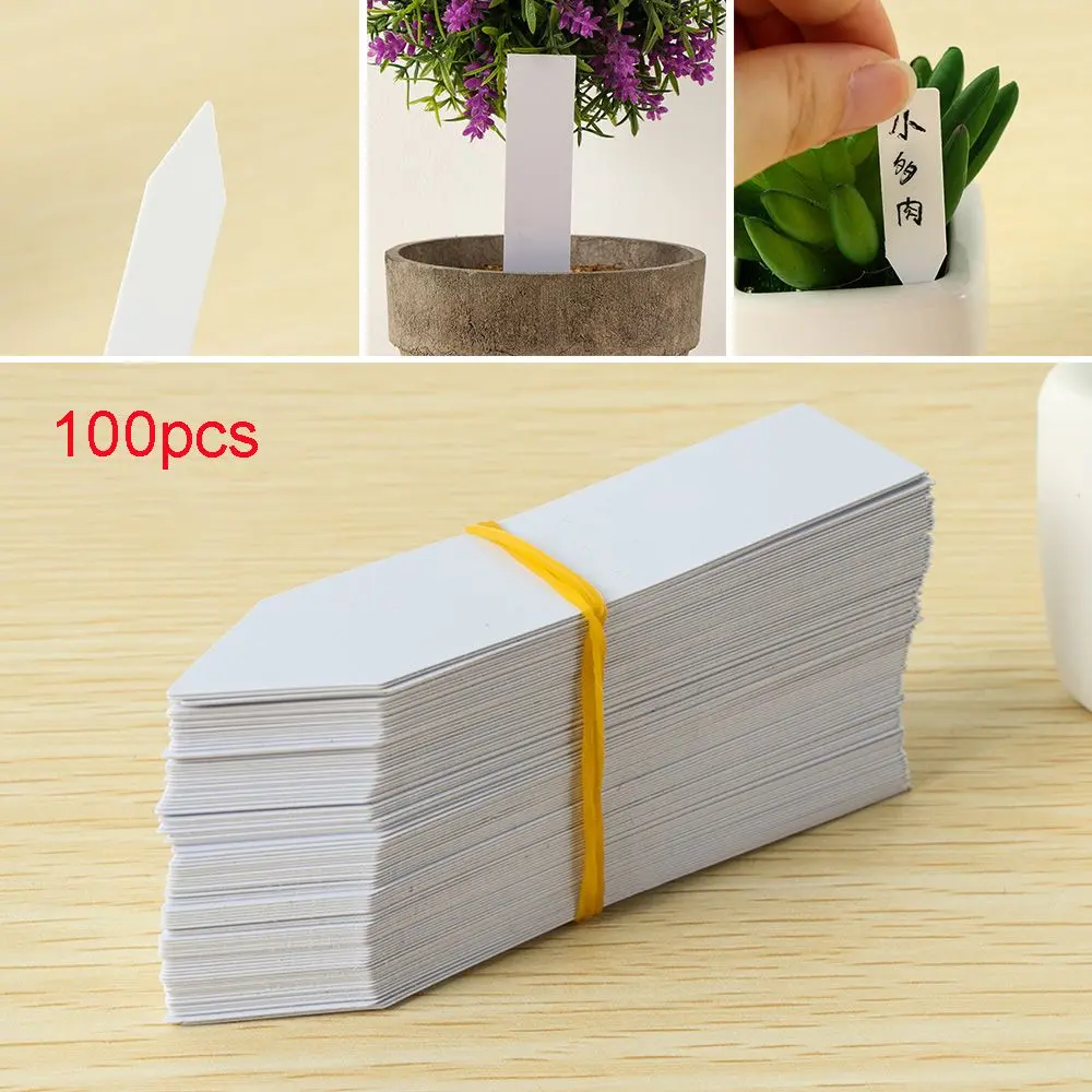 100Pcs Mini Plastic Plant Seed Label Pot Marker Nursery Garden Stake Tags Tool