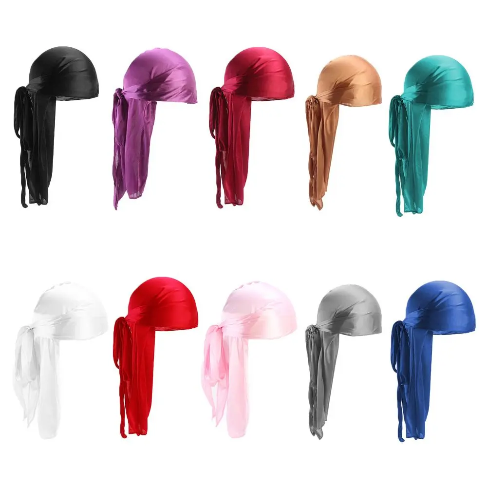 Men Women Bandana Silk Durag Turban Hijab Pirate Hat Cancer Head Scarf Chemo Cap Pre-Tied Headwrap