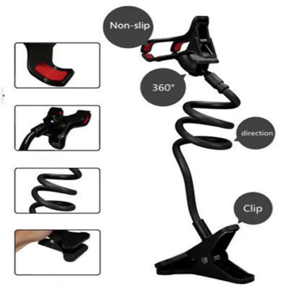 Flexible 360 Clip Mobile Cell Phone Holder Lazy Bed Desk Bracket Mount Stands New